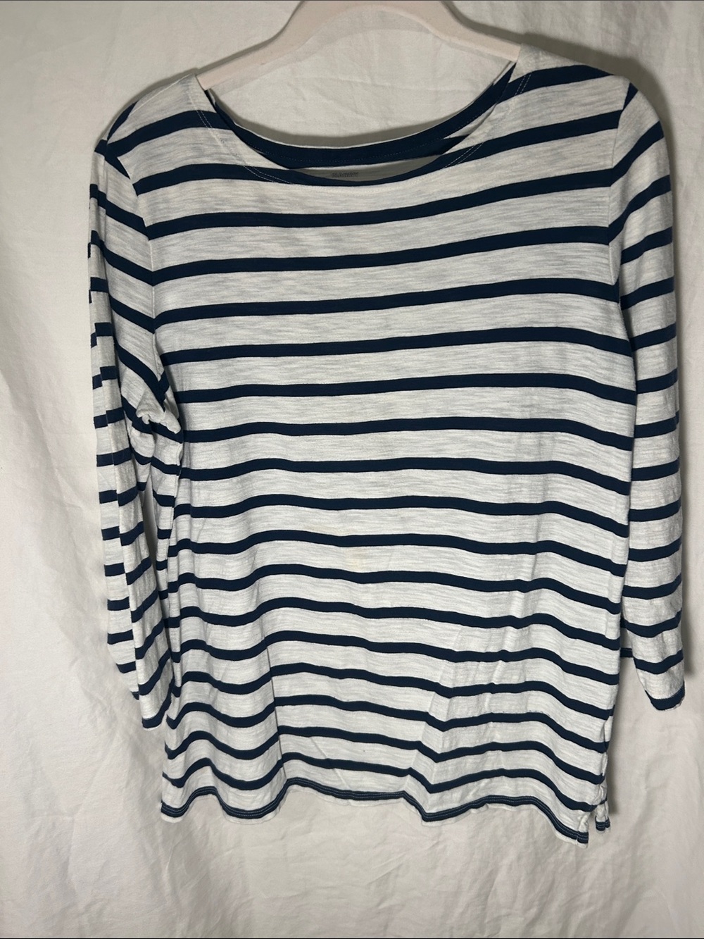 Old Navy White and Navy Striped Long Sleeve Boatneck Top -L